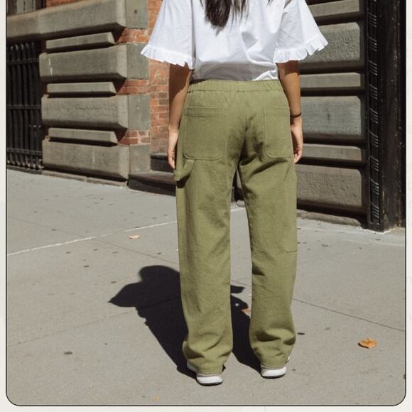 Tigre Et Tigre Green Sunny Canvas Cargo Utility Straight Leg High Rise Pant Sz S - Picture 3 of 12
